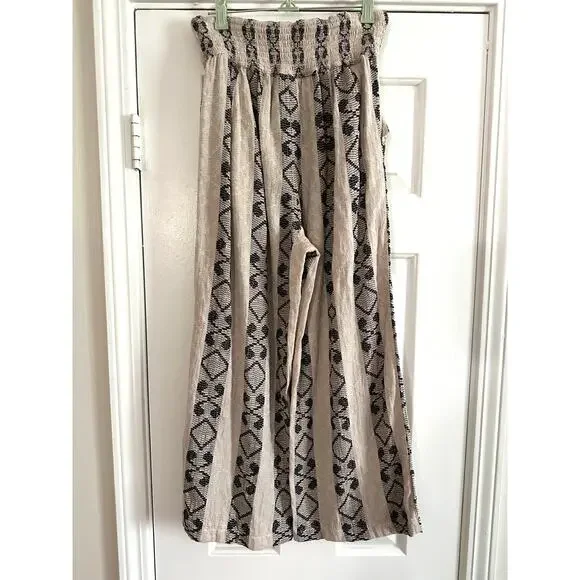 ACE & JIG Wide-Leg Pull-On Siesta Pants in Pirouette Boho Cotton - Sz Large - Picture 2 of 6